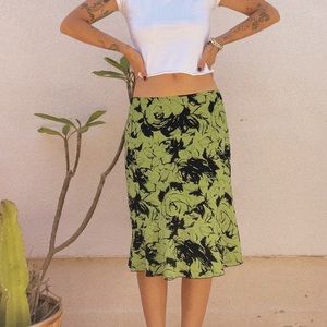 vintage 90s slinky floral grunge low rise midi skirt 🐉🖤🐉🖤🐉🖤